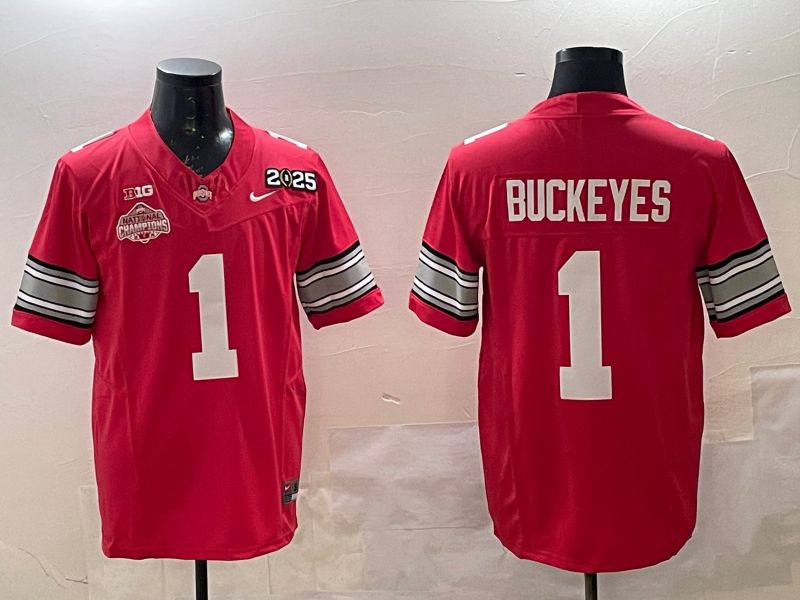 Men Ohio State Buckeyes #1 Buckeyes Red Three generations Nike 2025 NCAA Jersey->seattle mariners->MLB Jersey